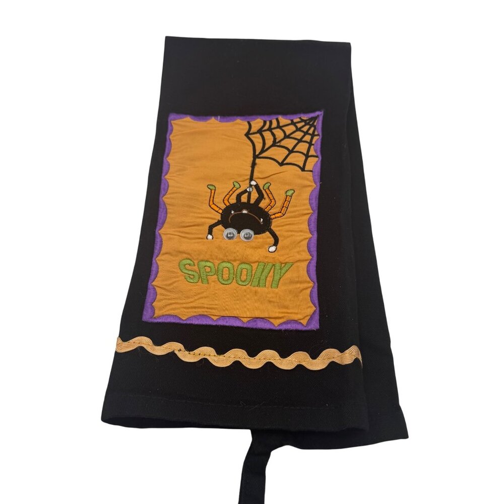 Halloween Spooky Kitchen Towel With Spider Embroidery